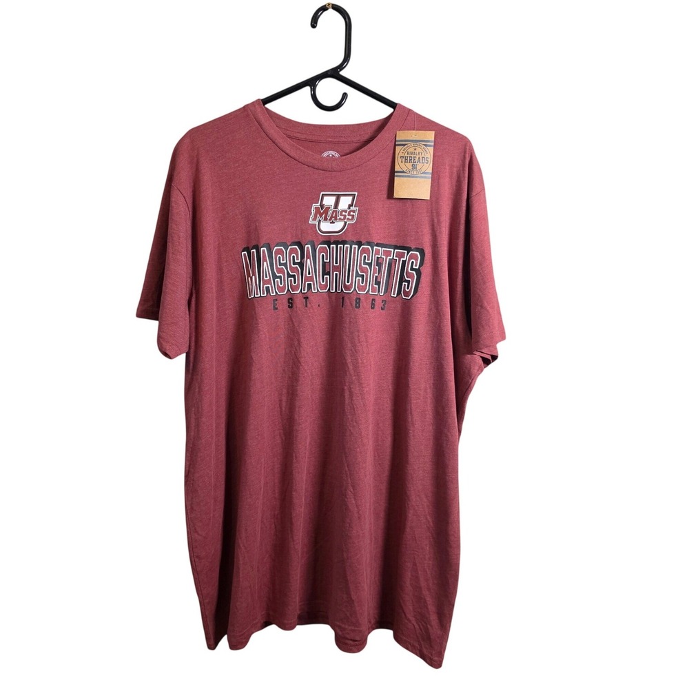 NWT Rivalry Threads 91 UMass Massachusetts Graphic T-Shirt Men's 2XL Burgund